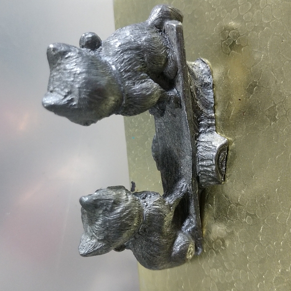 🐆❤️Two Kittens On Pewter Seesawing Vintage Numbered On Bottom by Spoontiques - Picture 5 of 10